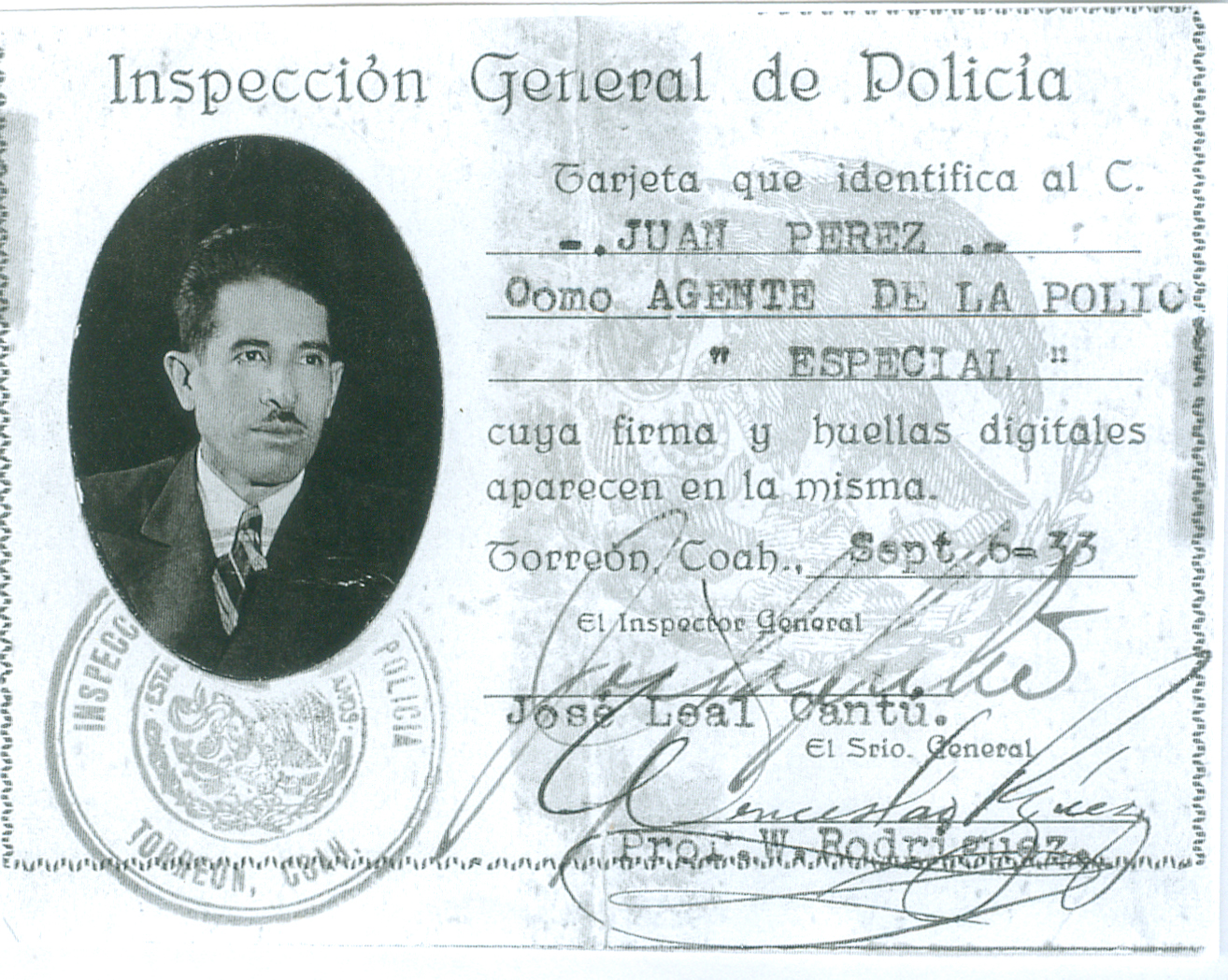 Credencial Juan Pérez. Fondo 1, Juan Pérez Gutiérrez, Archivo Histórico Juan Agustín de Espinoza, SJ. Ibero Torreón.